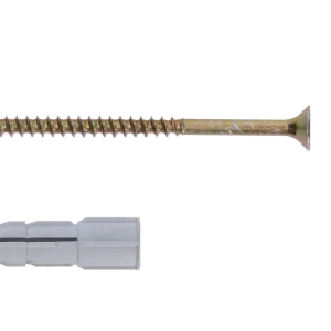 Hmoždinka rozperná 6x35 s vrutem 3.5x45 se zápustní hlavou PZ2 - Hmoždinka: 10x60, Vrtání: 10, Šroub: 6x100 Autentický