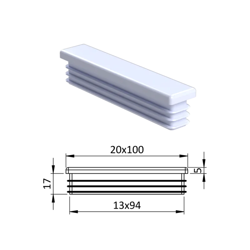 Krytka plastová 20 x 100 mm Rychlé Dodání