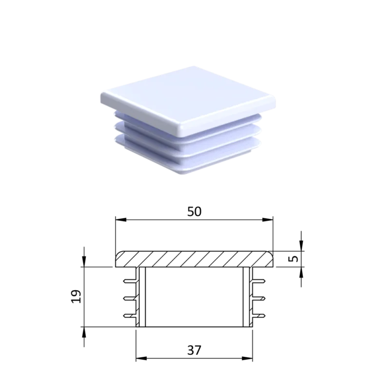 Krytka plastová 50 x 50 x 3 - 5 mm Top Prodej