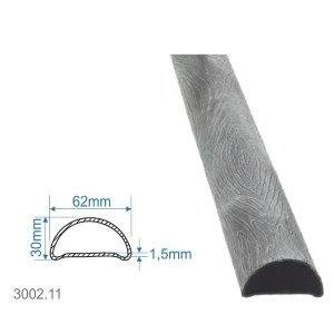 Madlová tyč dutá 62x30x1, 5mm, vzor kůra, délka 3000 mm, cena za KUS - Délka: 6m Autentický