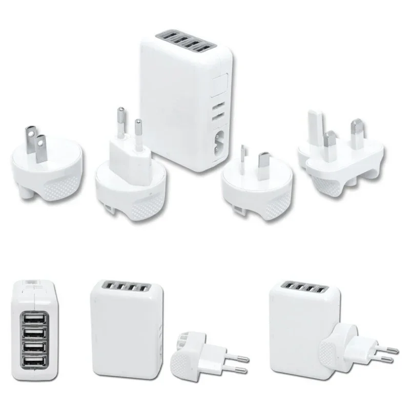 adaptér cestovní, 4xUSB, 4 typy zástrček Nová Kolekce