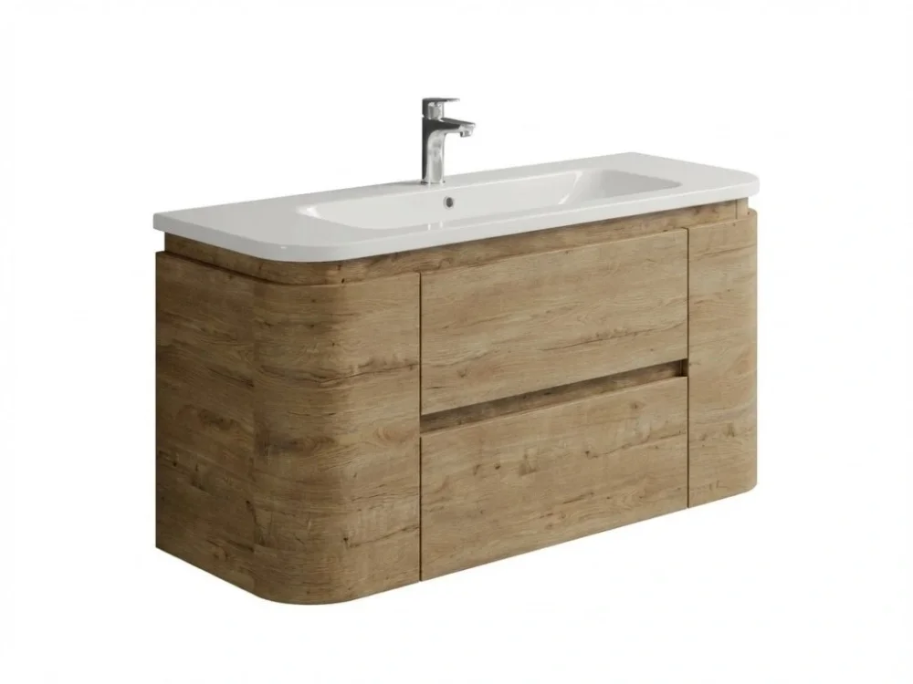 Sleva Naturel Koupelnová skříňka s umyvadlem Naturel Shelley 119x50x45 cm dub mat SHELLEY120OAK